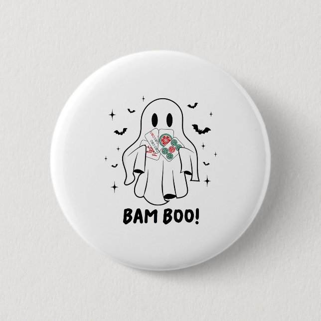 Chapa Redonda De 5 Cm Bam Boo Halloween Ghost Mahjong Funny Costume Game (Anverso)