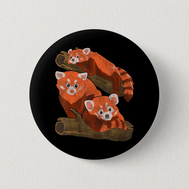 Chapa Redonda De 5 Cm Bambú Red Pandas Zoo Keeper Wildlife Animal Red (Anverso)