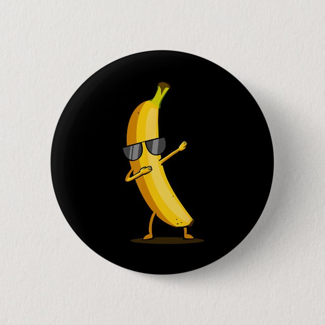 Chapa Redonda De 5 Cm Banana Amarilla Dabbing - Fruta de baile divertida (Anverso)