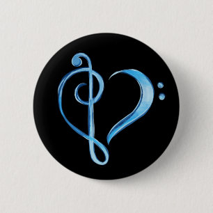 Chapa Redonda De 5 Cm Banda Clase Bass y Treble Clef Heart