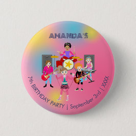Chapa Redonda De 5 Cm Banda de chicas de música retro Birthday Party