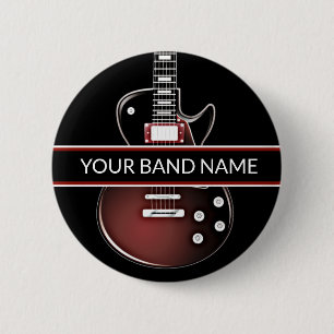Chapa Redonda De 5 Cm Banda de nombres personalizada Merch Guitar Rock a