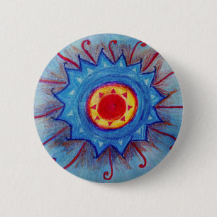 Chapa Redonda De 5 Cm Banda redonda de Mandala azul