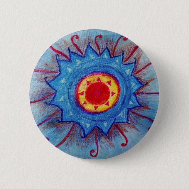 Chapa Redonda De 5 Cm Banda redonda de Mandala azul (Anverso)