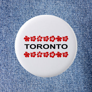 Chapa Redonda De 5 Cm Bandas de Aloha Rojo de Toronto color claro