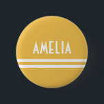Chapa Redonda De 5 Cm Bandas Deco Nombre Monograma Oro Amarillo Blanco<br><div class="desc">Este monólogo de rayas tiernas es muy sencillo y dulce,  con un diseño versátil. ¡Solo agrega tu nombre y hazlo tuyo!</div>