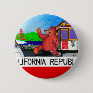 Chapa Redonda De 5 Cm Bandera 2 del oso de San Francisco California