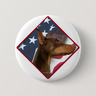 Chapa Redonda De 5 Cm Bandera 2 del Pinscher del Doberman