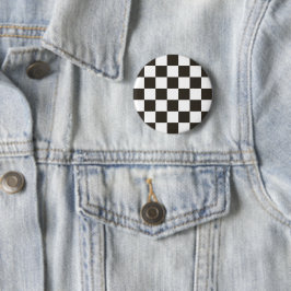 Chapa Redonda De 5 Cm Bandera a Cuadros (Negro y Blanco) (Patrón de Cuad
