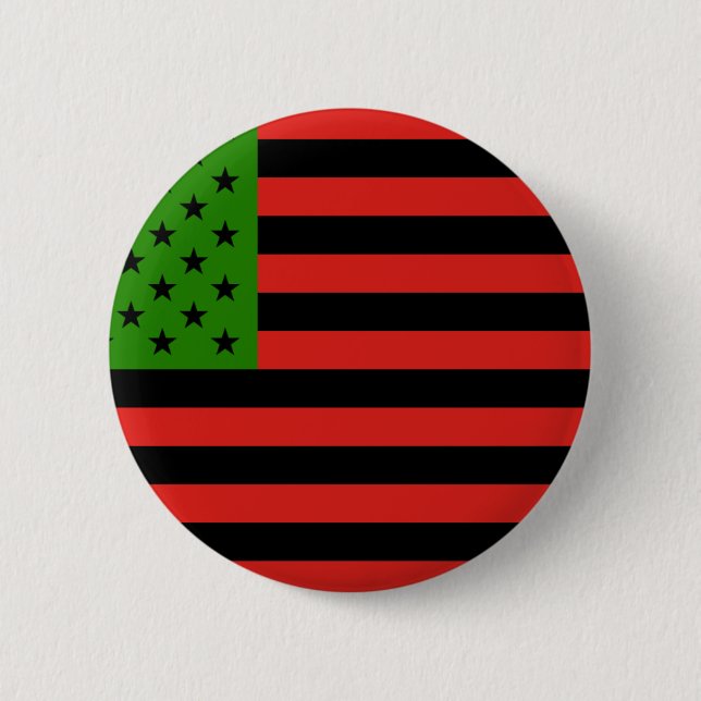Chapa Redonda De 5 Cm Bandera afroamericana - negro y verde rojos (Anverso)