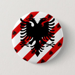 Chapa Redonda De 5 Cm Bandera albanesa de las rayas