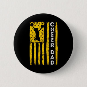 Chapa Redonda De 5 Cm Bandera amarilla de porristas para papá animador