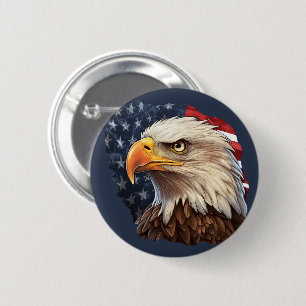 Chapa Redonda De 5 Cm Bandera americana águila calva