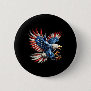 Chapa Redonda De 5 Cm Bandera Americana Águila Calva 4 De Julio Usa Patr