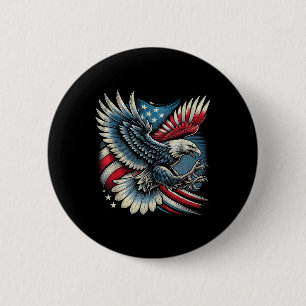 Chapa Redonda De 5 Cm Bandera Americana Águila Calva 4 De Julio Usa Patr