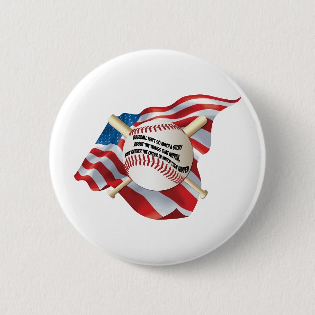 Chapa Redonda De 5 Cm Bandera Americana Béisbol (Anverso)