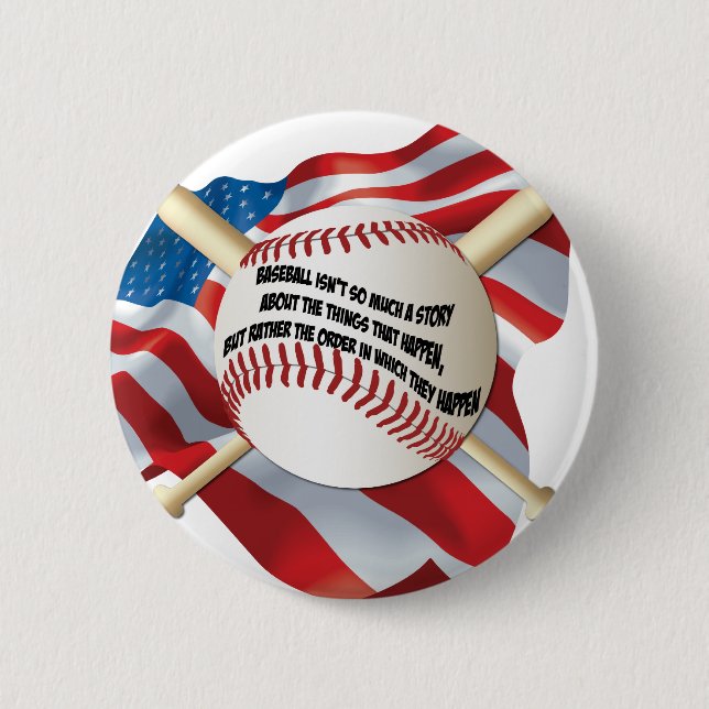 Chapa Redonda De 5 Cm Bandera Americana Béisbol (Anverso)