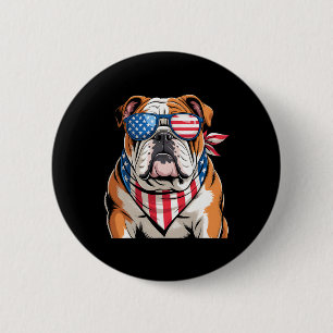 Chapa Redonda De 5 Cm Bandera Americana Bulldog Patriótico 4 De Julio 20