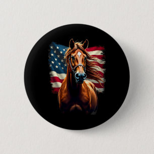 Chapa Redonda De 5 Cm Bandera Americana Caballo Ecuestre