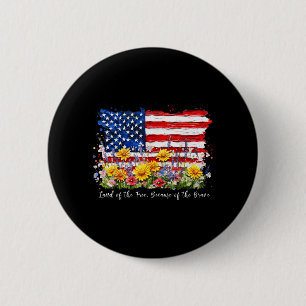 Chapa Redonda De 5 Cm Bandera Americana Con Flores Amantes Patrióticos D