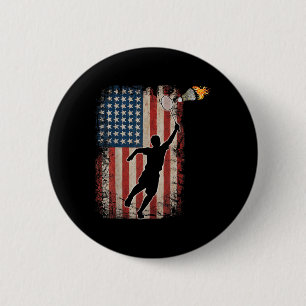 Chapa Redonda De 5 Cm Bandera Americana de bádminton Art Deportes