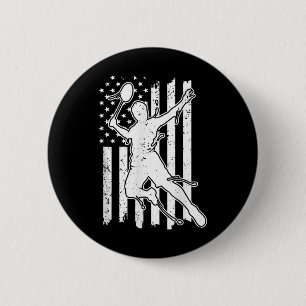 Chapa Redonda De 5 Cm Bandera americana de bádminton - Lanzadera Bandera