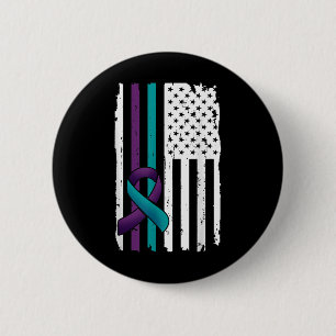 Chapa Redonda De 5 Cm Bandera Americana de Conciencia para la Prevención