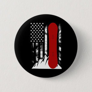 Chapa Redonda De 5 Cm Bandera Americana De Snowboarding Esquí Snowboard