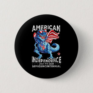 Chapa Redonda De 5 Cm Bandera Americana Dinosaurio 250 Años T Rex Usa 4t