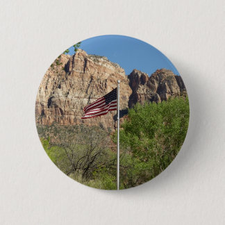 Chapa Redonda De 5 Cm Bandera Americana en Zion National Park II