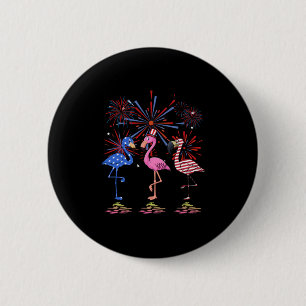 Chapa Redonda De 5 Cm Bandera Americana Flamingo Para El 4 De Julio