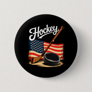 Chapa Redonda De 5 Cm Bandera Americana Hockey 4 De Julio Amante Hockey 