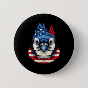 Chapa Redonda De 5 Cm Bandera Americana Jay Azul Pájaro Patriótico Cara 