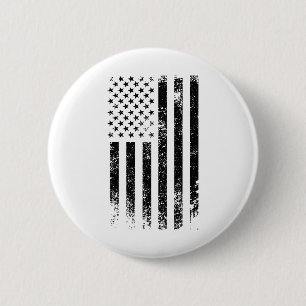 Chapa Redonda De 5 Cm Bandera Americana Negra Patriótica Usa Desgastada