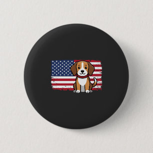 Chapa Redonda De 5 Cm Bandera Americana Perro Patriótico Vector