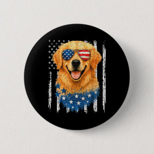 Chapa Redonda De 5 Cm Bandera Americana Retriever Dorado Usa Retro 4 De