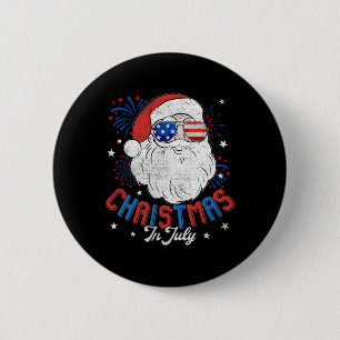 Chapa Redonda De 5 Cm Bandera Americana Sungles Navidad En Julio Santa B