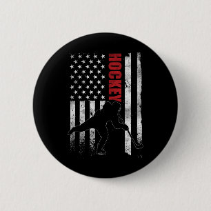 Chapa Redonda De 5 Cm Bandera Americana Vintage Hockey sobre Hielo Jugad