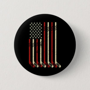 Chapa Redonda De 5 Cm Bandera Americana Vintage Usa Aficionado De Hockey