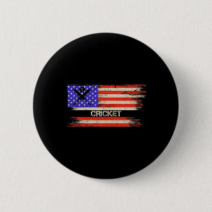 Chapa Redonda De 5 Cm Bandera Americana Vintage Usa Equipo De Críquet Si