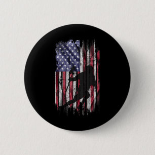 Chapa Redonda De 5 Cm Bandera Americana Vintage Usa Equipo De Lacrosse S