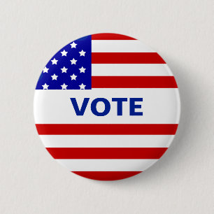 Chapa Redonda De 5 Cm Bandera americana y texto de voto editable