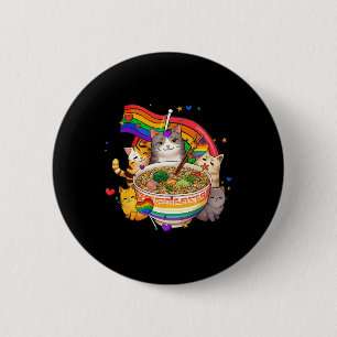 Chapa Redonda De 5 Cm Bandera Arcoiris Gatos Ramen Anime Orgullo Gay Mes