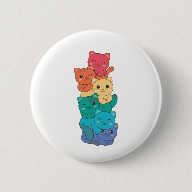 Chapa Redonda De 5 Cm Bandera arcoiris Orgullo gay Lgbtq Gatos Cuidados  (Anverso)