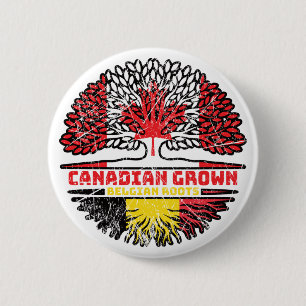 Chapa Redonda De 5 Cm Bandera belga de raíces de árbol canadiense belga