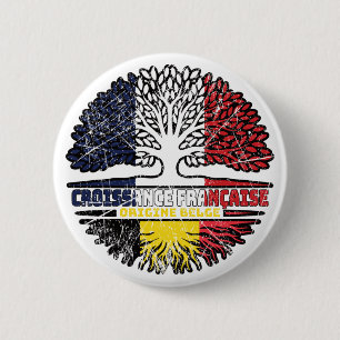 Chapa Redonda De 5 Cm Bandera belga francesa de árbol de Francia