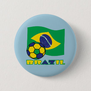 Chapa Redonda De 5 Cm Bandera Brasileña Brasil Balón de Fútbol