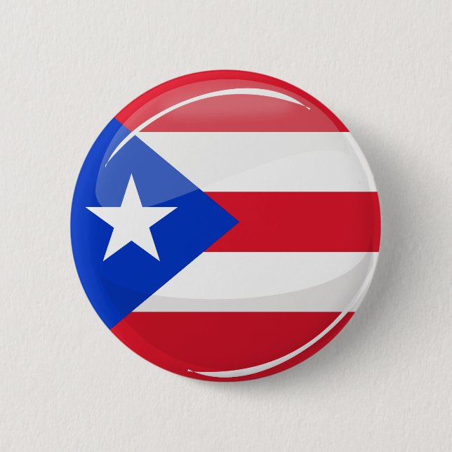 Chapa Redonda De 5 Cm Bandera brillante redonda de Puerto Rico (Anverso)