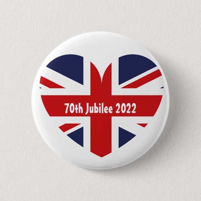 Chapa Redonda De 5 Cm Bandera Británica 70 de Jubileo 2022 (Anverso)
