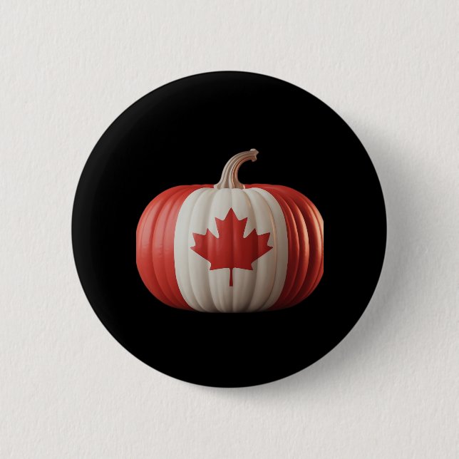 Chapa Redonda De 5 Cm Bandera Canadiense Calabaza Maple Leaf Acción de G (Anverso)